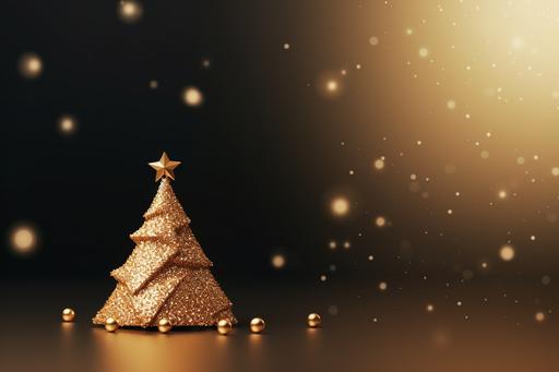 minimal gold christmas tree social media banner background with text space, --ar 3:2