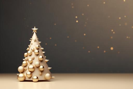 minimal gold christmas tree social media banner background with text space, --ar 3:2