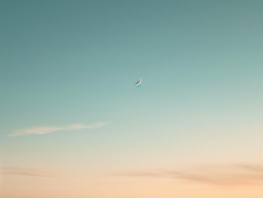 minimal scenic view of sunset sky with moon, ivory/blue color palette, muted colors, simple, ethereal, no clouds, no sun --ar 4:3 --v 6.0
