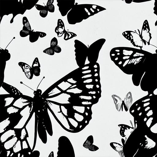 minimalist, butterfly cutouts, stickers, black and white —test —tile --upbeta