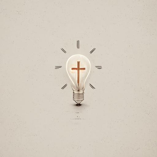 minimalist logo using a cross and a light bulb