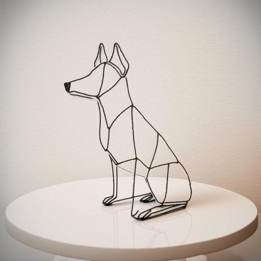 minimalist sculpture of a dog, line drawing, Sharp Focus, hyperealistic, 8k, Octane render