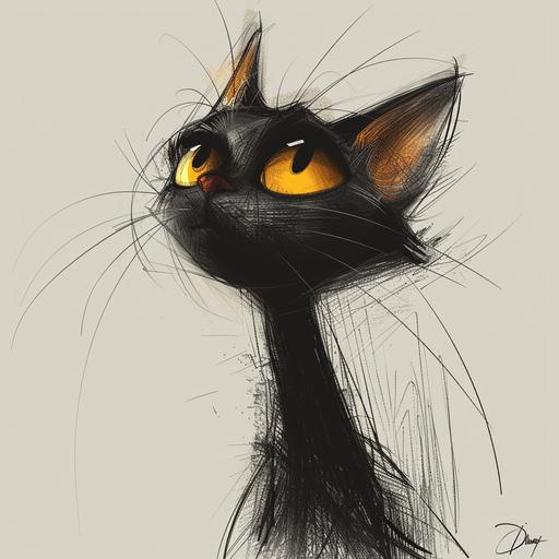 minimalist single line sketch, female Cat vampire --v 6.0 --s 750