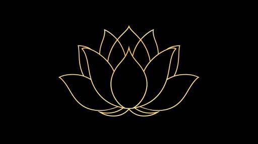 minimalist single line sketch of a lotus flower logo, on a black background --ar 16:9 --s 200 --v 6.0 --style raw --c 2