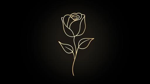 minimalist single line sketch of a rose bud flower logo, on a black background --ar 16:9 --s 200 --v 6.0 --style raw --c 2