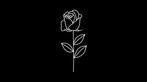 minimalist single line sketch of a rose bud flower logo, on a black background --ar 16:9 --s 200 --v 6.0 --style raw --c 2