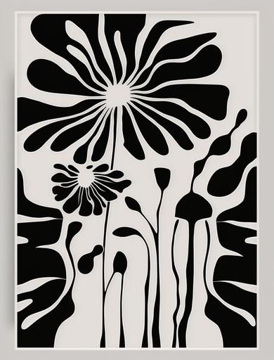 minimalistic flower nordic japandi vector poster, black and white --ar 3:4 --v 4 --s 250