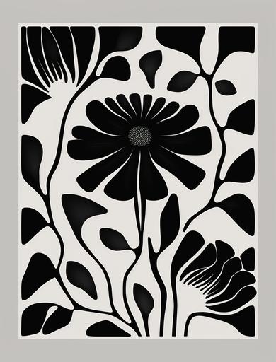 minimalistic flower nordic japandi vector poster, black and white --ar 3:4 --v 4 --s 250