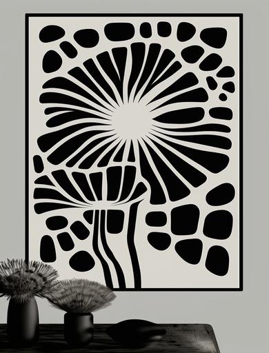 minimalistic flower nordic japandi vector poster, black and white --ar 3:4 --v 4 --s 250