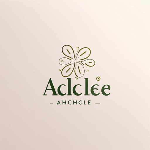 minimalistic logo clover with inscription alche on white background