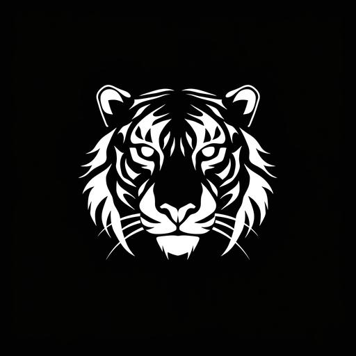 minimalistic logo line art of a white tiger logo, black and white --s 50 --v 6.0