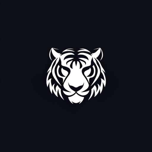 minimalistic simple stroke logo of a white tiger, logo, black and white, positive and negative space --s 50 --v 6.0