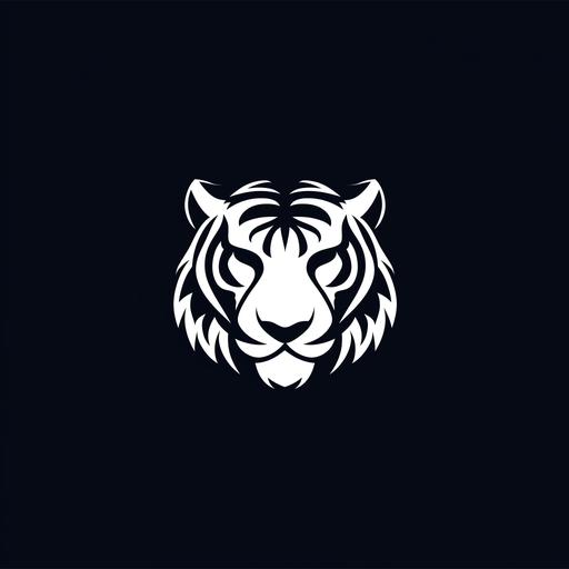 minimalistic simple stroke logo of a white tiger, logo, black and white, positive and negative space --s 50 --v 6.0