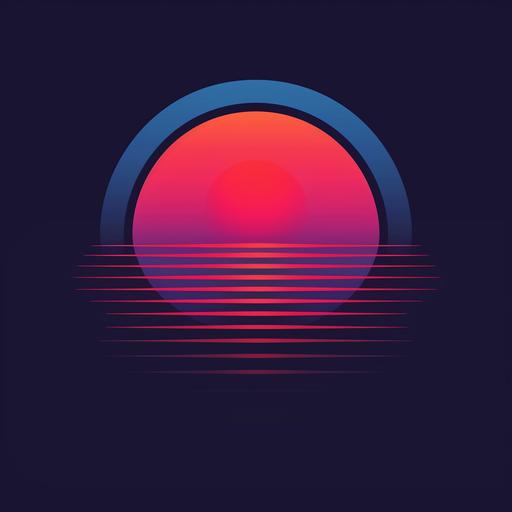 sunrise sun LOGO, neon sunrise colors, dark navy background, Japanese inspired, minimal, contemporary --v 6.0