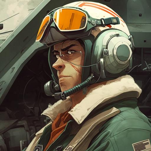 miyazaki animation, jet fighter pilot