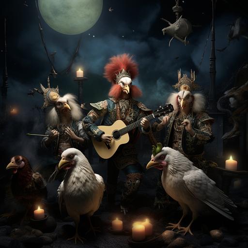 farm animal pirate wedding, roaster rock band, on the moon with an asteriod storm, high def, photorealistic