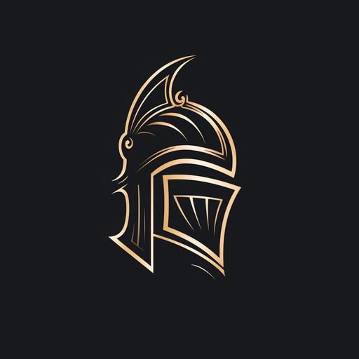 modern elegant knight helmet logo, line art, flat 2d vector illustration