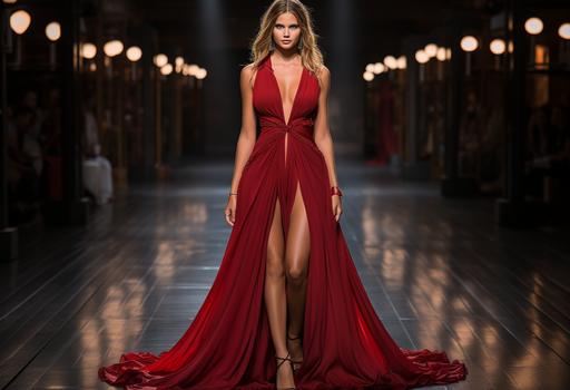 modern elegant red, demon faerietale couture as a Elie Saab designer dress --s 750 --ar 38:26