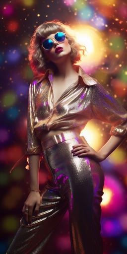 modern fashion, disco themed outfit, modern styling --ar 1:2