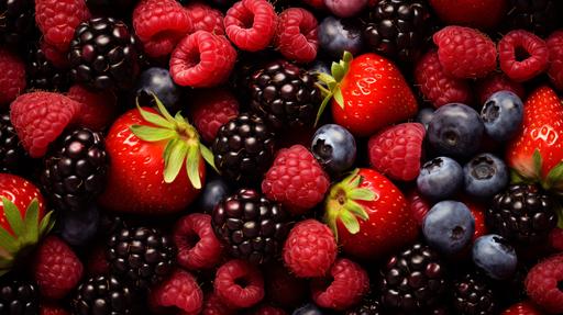 modern photo of strawberries, raspberries, blackberries, cranberries, grapes, walnuts, pecans, vitamins --ar 16:9