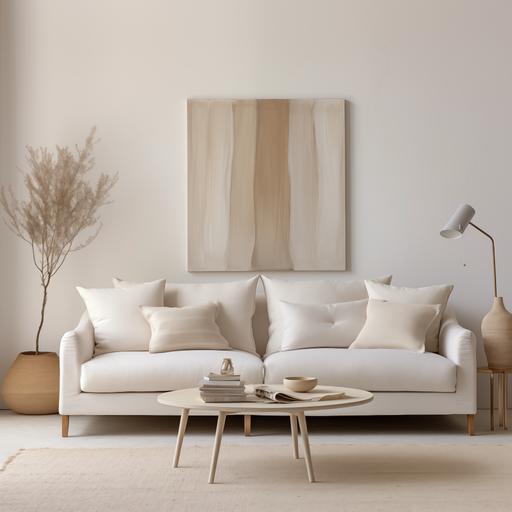 modern white living room background. modern off-white linen fabric sofa. with legs