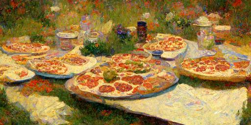monet's pizza party impressionist fine detail --ar 18:9
