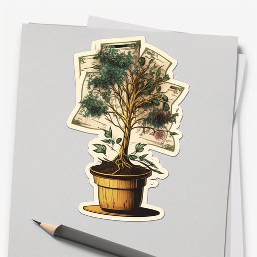 money growing tree sticker