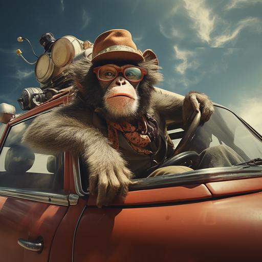 monkey drive a car