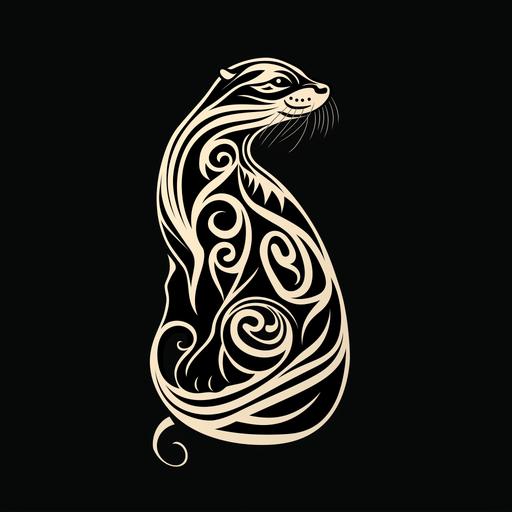 monochromatic tribal logo of a river otter --v 6.0