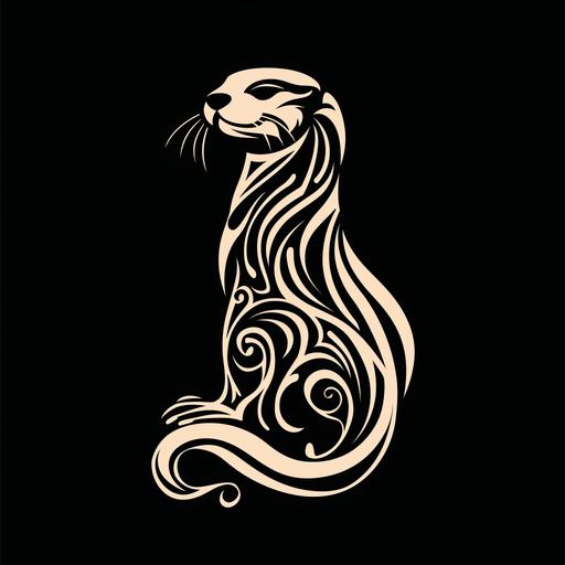 monochromatic tribal logo of a river otter --v 6.0