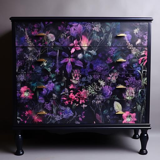 moody floral decoupage ultra modern and minimalsim dresser