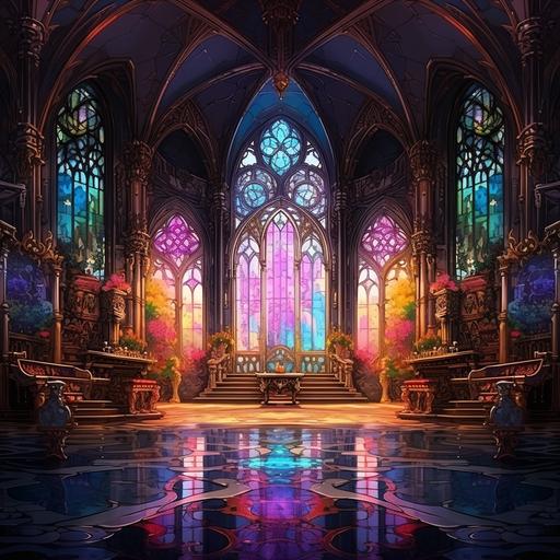 pixel art2d game, very huge mirror gothic style in the room with very beautiful woodwork all in the style Yoshitaka Amano, tones pastel