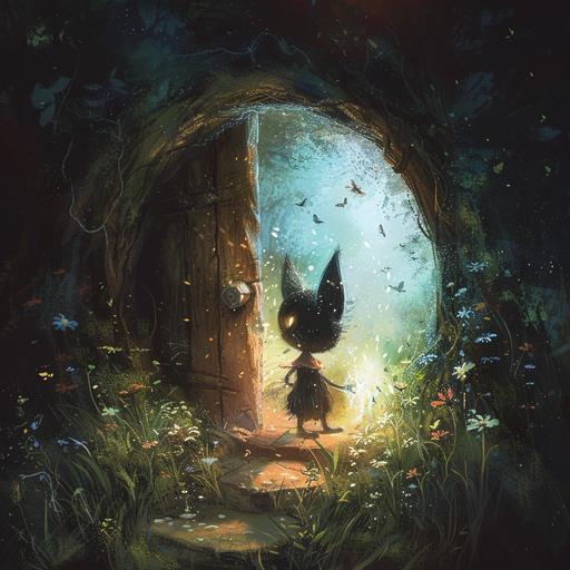 Sparkle, a small and curious character, discovers a mysterious portal to a magical world.