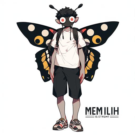 moth man simple cartoon style, White background, tshirt illustration --niji 5 --style original