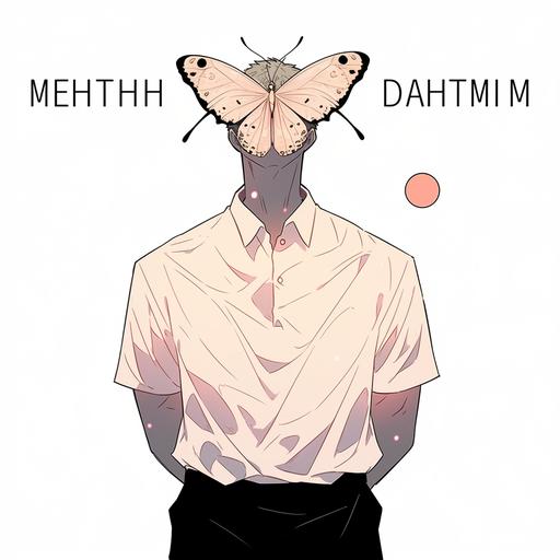 moth man simple cartoon style, White background, tshirt illustration --niji 5 --style original