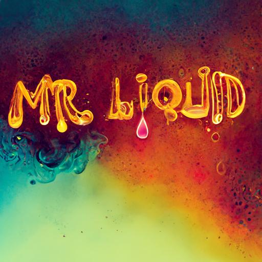 mr.liquid written in melted font