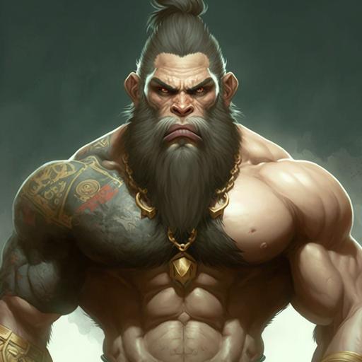 muscular monkey god with beard