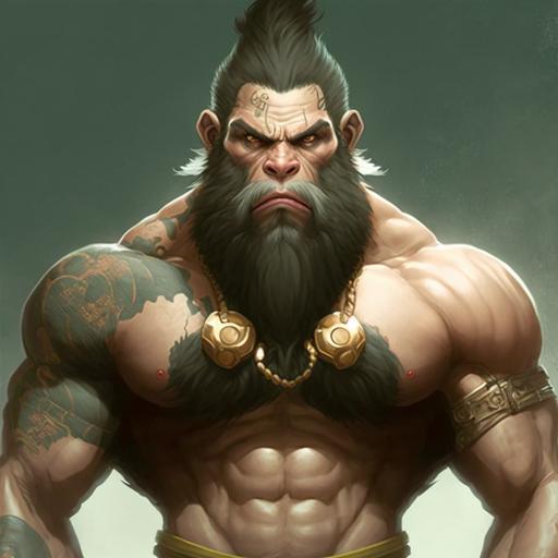 muscular monkey god with beard