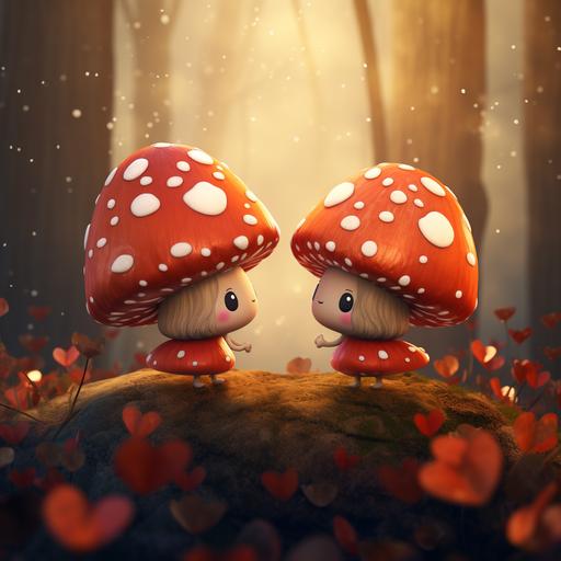 mushroom cartoon in love