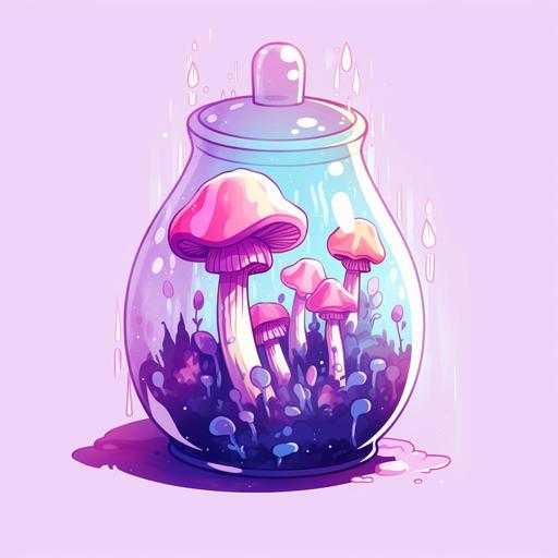 mushroom growing in boiling flask, steven universe adventure time cartoon style, crystals, amethyst --v 5.1