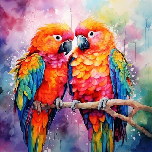 must love parrots, birds, feather friend, best friend, love, water colors, bright colors