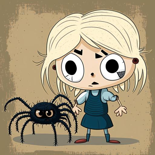 my small blonde Portuguese wife as a cute tarantula. A funny romantic cartoon