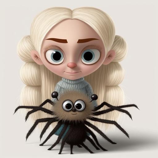 my small blonde Portuguese wife as a cute tarantula. A funny romantic cartoon