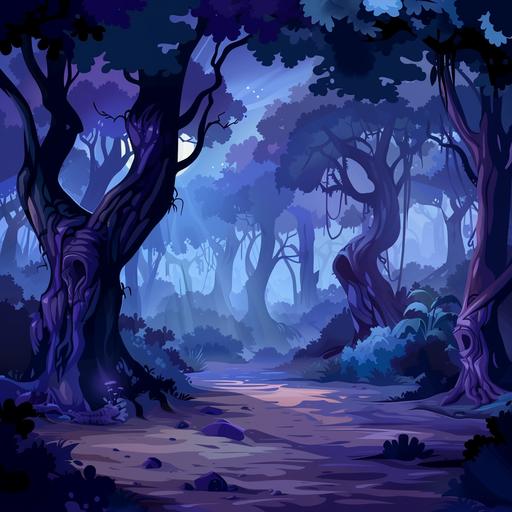 mysterious forest background, cartoon, 4k
