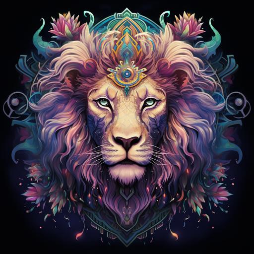 mystical mandala lion digital print