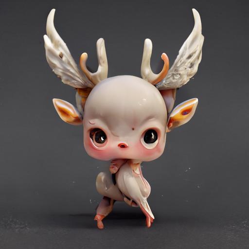 mythical chinese creatures character, figurine, cute deer with wings, zbrush, 山海经, 神兽, fish scale skin, hyperrealistic, octane render, vray --uplight