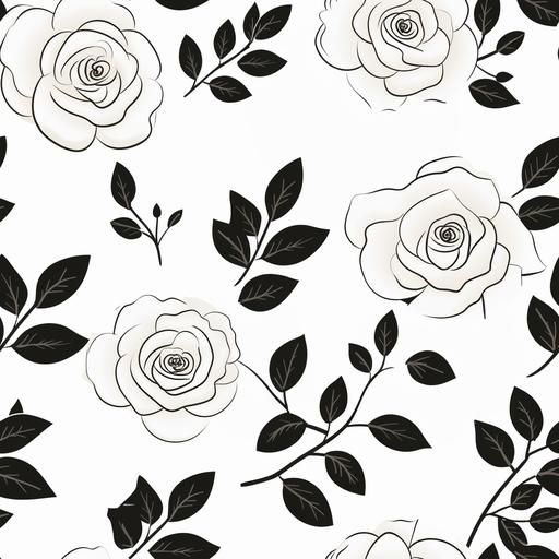 white and black, floral, minimalistic, simplimatic, line art, roses --v 5.2