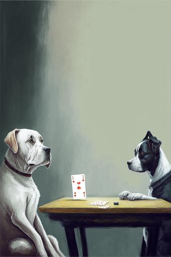 A Friend In Need painting remastered minimalism funny dogs playing cards --ar 2:3