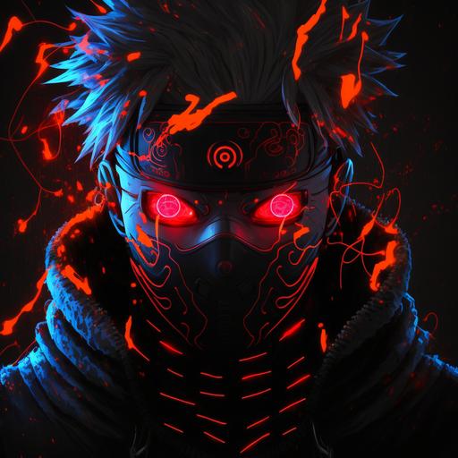 naruto , black mask , red eyes , deadly look , black theme , neon , 4k ultra high quality