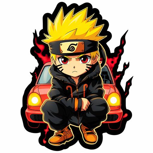 naruto with a pikachu variation anime car decal sticker anime style fire